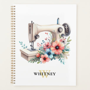 Agenda Vintage Floral Sewing Machine Monogramada