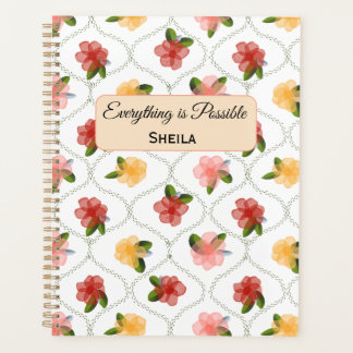 Agenda Vintage floral watercolour clear diamond Planner