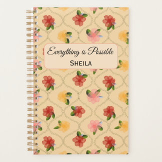 Agenda Vintage floral watercolour diamond Notebook
