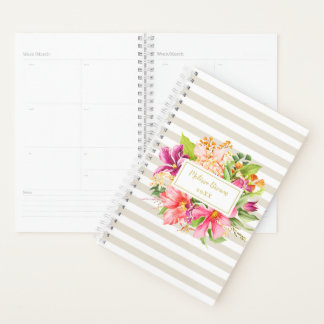 Agenda Vintage Flowers Pink Pastel Beige Elegante Planner