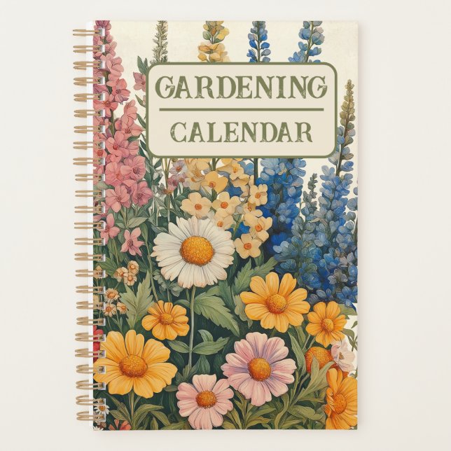 Agenda Vintage Gardening Calendar with Garden Flowers (Frente)