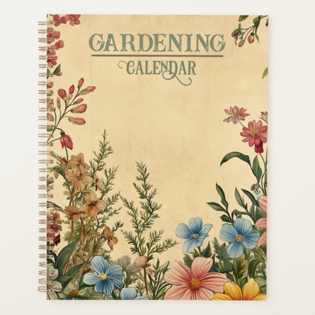Agenda Vintage Gartenarbeit Blumen Gartenplaner Kalender (Frente)