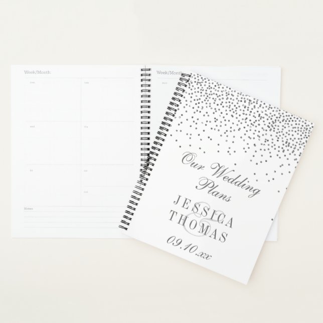 Agenda Vintage Glam Silver Confetti Casamento (Exibição)