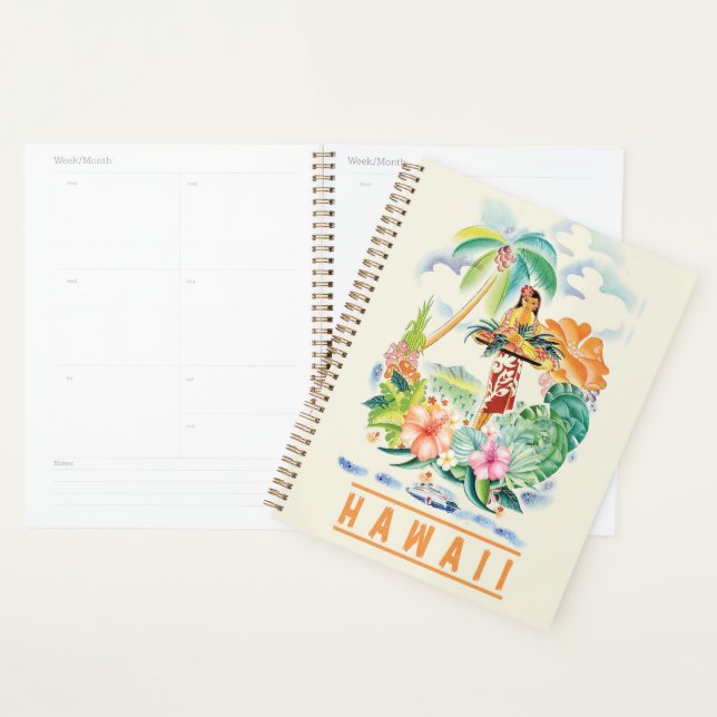 Agenda Vintage Hawaiian Travel Poster Planner (Exibição)