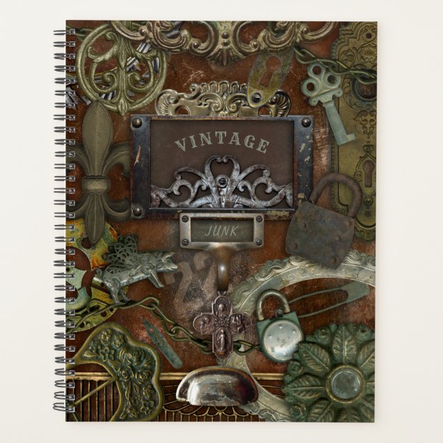 Agenda Vintage Junk Metal Steampunk Planner (Frente)