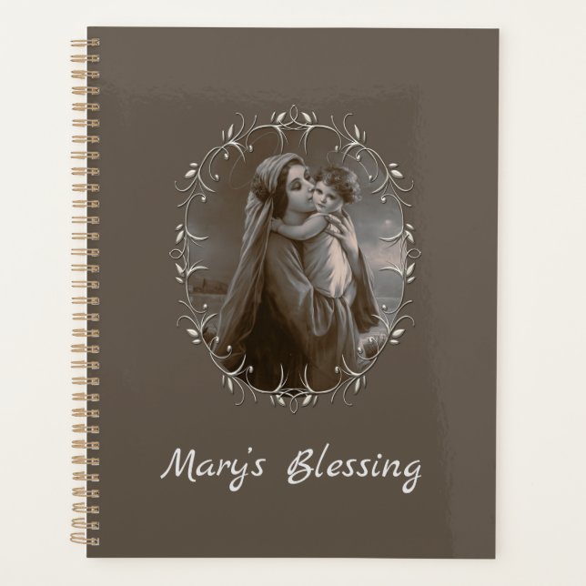 Agenda Vintage Madonna e Child com Silver Frame (Frente)