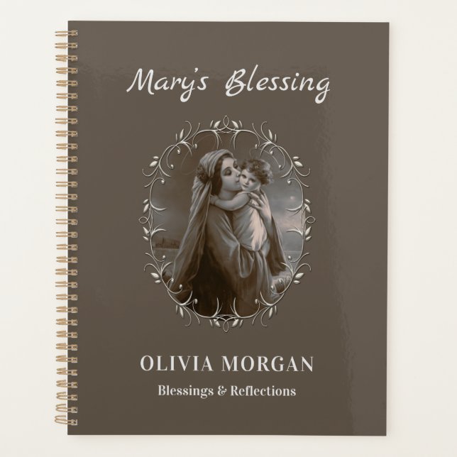 Agenda Vintage Madonna e Child com Silver Frame (Frente)