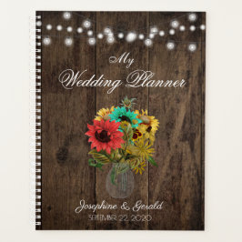 Agenda Vintage Mason Jar Wood Sunflower