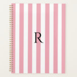 Agenda Vintage Monograma Bebê Rosa e Stripes Brancas Stri<br><div class="desc">Design de enxerto moderno. Design de padrão de listras verticais em francês clássico,  francês clássico,  cor-de-rosa e branca.</div>