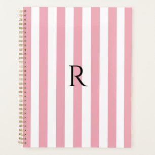 Agenda Vintage Monograma Bebê Rosa e Stripes Brancas Stri