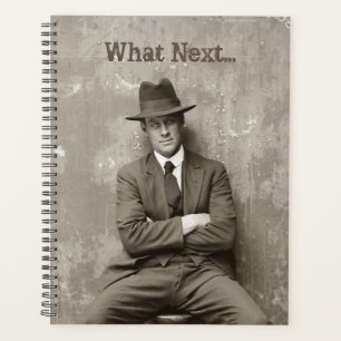 Agenda Vintage mugshot "What next" (O que vem a seguir)
