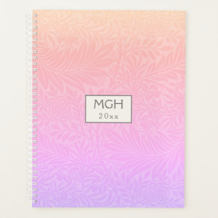 Agenda Vintage Rainbow Larkspur Flor Patterno Monograma