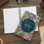 Agenda Vintage Red Pink Floral William Morris Monograma<br><div class="desc">Este simples, mas elegante design apresenta um elegante William Morris inspirou um padrão de tapeçaria floral em rosa, creme e vermelho rico sobre um fundo azul marinho. Mantenha seu cronograma e compromissos com estilo. Adicione um nome para personalizá-lo. Faz um Natal excelente ou um presente Dia de as mães. Criado...</div>
