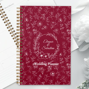 Agenda Vintage Romance Burgundy Casamento Floral