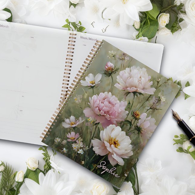 Agenda Vintage Romantic Pastel Wildflower Personalized (Criador carregado)