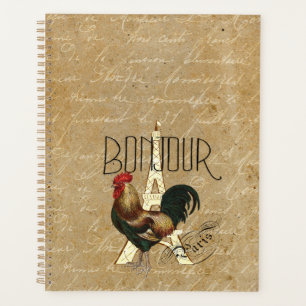 Agenda Vintage Rooster em Paris França Torre Eiffel