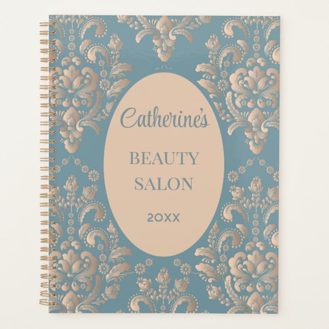 Agenda Vintage salon wallpaper blue gold romtic plan (Frente)