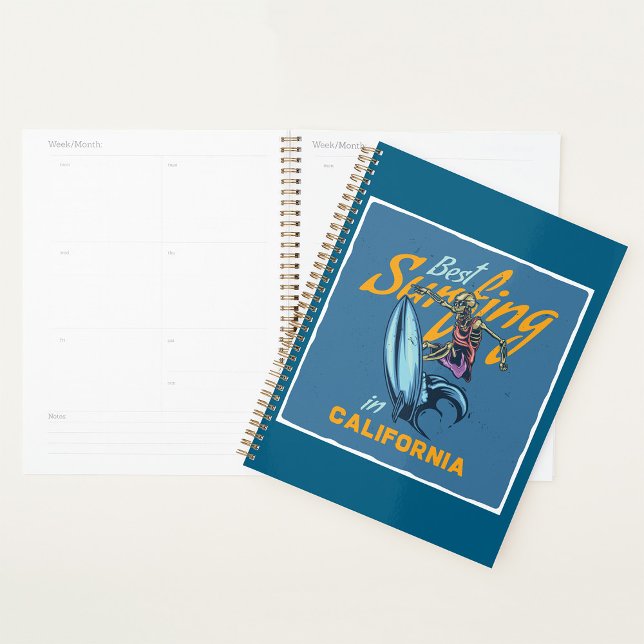 Agenda Vintage Skeleton surfing California Beach (Criador carregado)