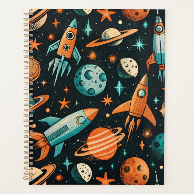 Agenda Vintage Spacecraft Rocket ships Pattern - Cosmos(2 (Frente)