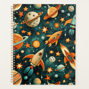 Agenda Vintage Spacecraft Rocket ships Pattern - Cosmos(3