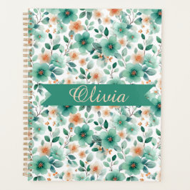 Agenda Vintage Spring Green Floral Personalized