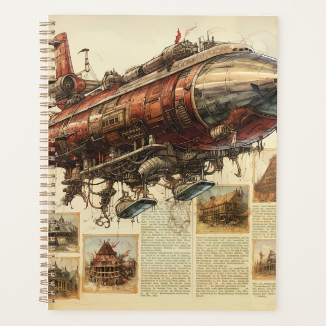 Agenda Vintage Steampunk Zeppelin (11) (Frente)