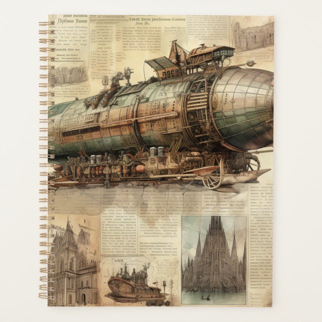 Agenda Vintage Steampunk Zeppelin (5) (Frente)