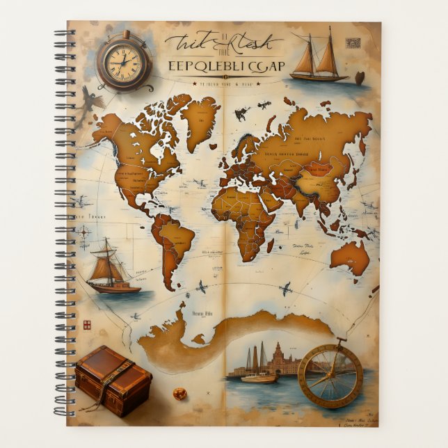 Agenda Vintage Travel Maps Planner (Frente)