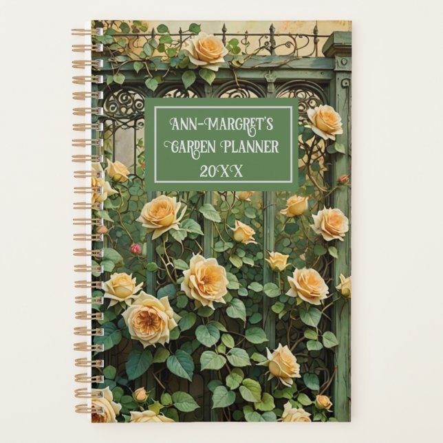 Agenda Vintage Trellis e Peach Rambling Rosa Planner (Frente)