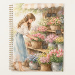 Agenda Vintage Watercolor Flower Market Girl Planner Note<br><div class="desc">This beautiful planner notebook features a soft watercolor illustration of a girl at a charming flower market surrounded by colorful blooming flowers. The delicate floral artwork and vintage aesthetic create a calm and inspiring space for planning your daily tasks. Perfect for organizing your schedule, writing to-do lists, planning goals, journaling,...</div>