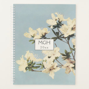 Agenda Vintage White Cream Azalea Flores Monograma