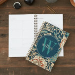 Agenda Vintage William Morris Floral Monograma<br><div class="desc">Este simples, mas elegante design apresenta um elegante William Morris inspirou um padrão de tapeçaria floral em choro, creme e vermelho rico sobre um fundo azul marinho. Mantenha seu cronograma e compromissos com estilo. Adicione um nome para personalizá-lo. Faz um Natal excelente ou um presente Dia de as mães. Criado...</div>