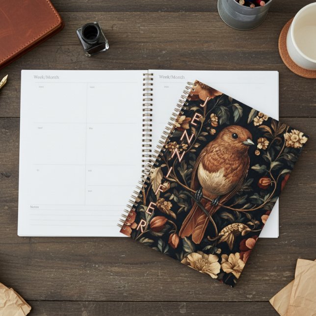 Agenda Vintage William Morris Style Bird Vines (Criador carregado)