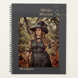 Agenda Vintage Witchy Mishead Cita Diário Divertida Cinza