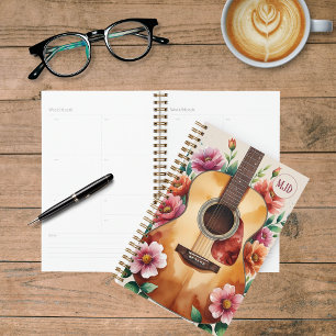 Agenda Violão Acústico Por Aquarela Floral