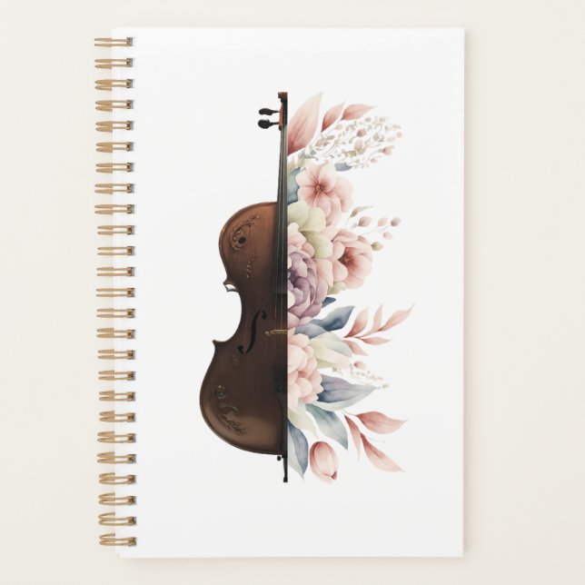 Agenda Violino com flores. (Frente)