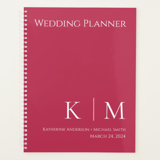 Agenda Viva Magenta e White- Monograma-Planner (Frente)