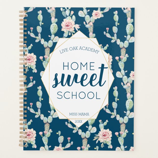 Agenda Watercolor Cactus Homeschool Estudante (Frente)
