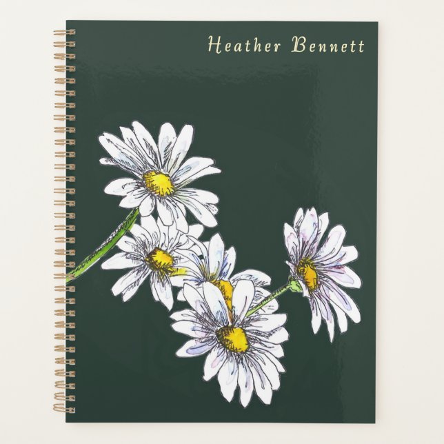 Agenda Watercolor Daisy Floral Boho Christmas Gift (Frente)