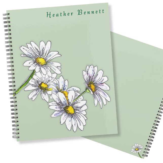 Agenda Watercolor Daisy Floral Boho Christmas Gift (Criador carregado)