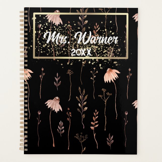 Agenda Watercolor Floral Personalizado Professor Gift Boh (Frente)