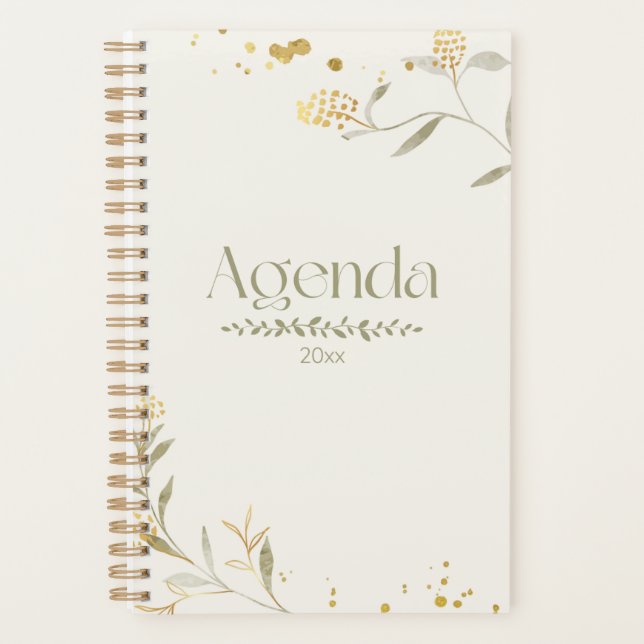 Agenda Watercolor Flowers Planner – Minimalist Design (Frente)