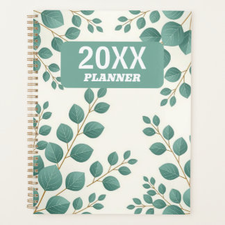 Agenda Watercolor Green Leaves Custom Planner
