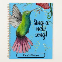 Agenda Watercolor Hummingbird Christian