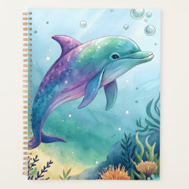 Agenda Watercolor painted dolphin