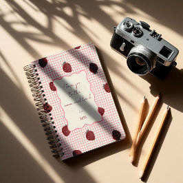 Agenda Watercolor Strawberries on Pink Grid- Valentine