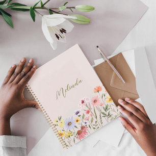 Agenda Watercolor Wildflowers Personalized Script Name