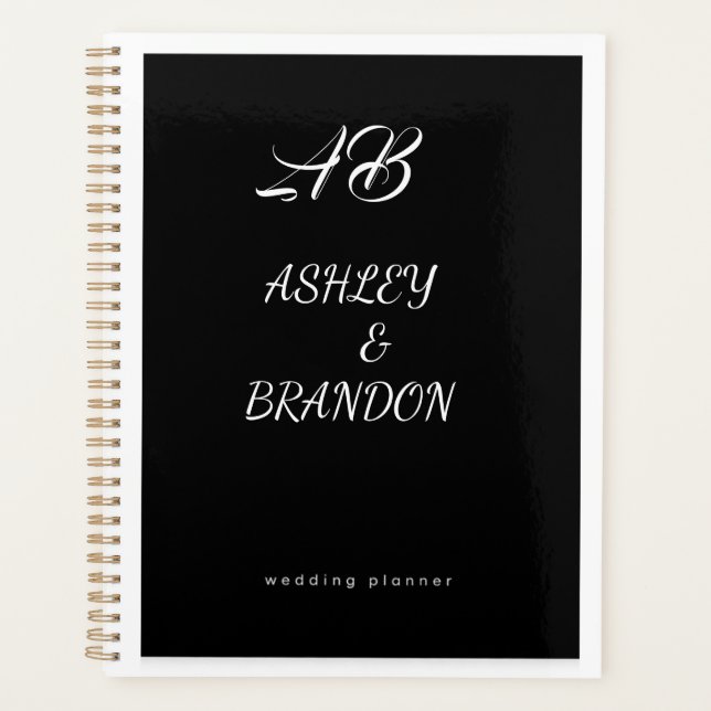 Agenda  Wedding Planner Cover Black  Personalized Noteboo (Frente)