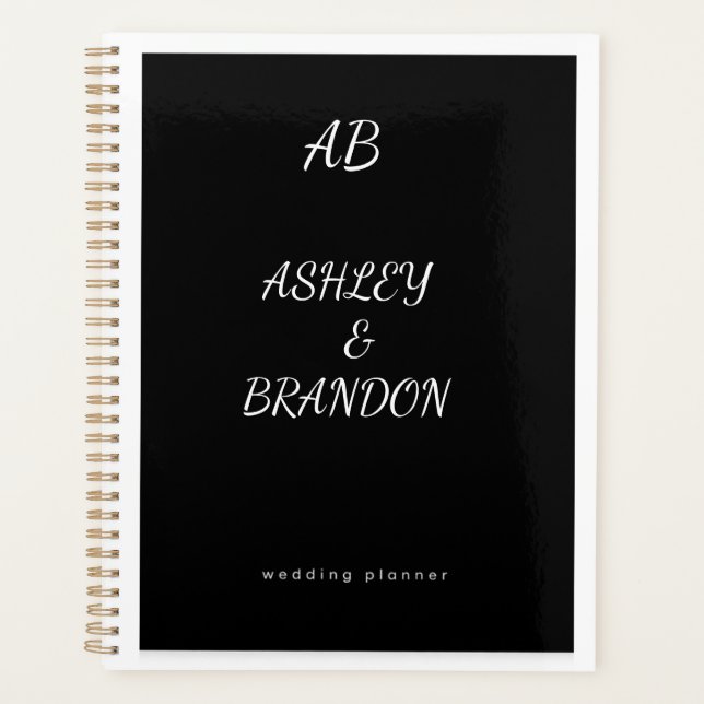 Agenda Wedding Planner Cover Black  Personalized Noteboo (Frente)
