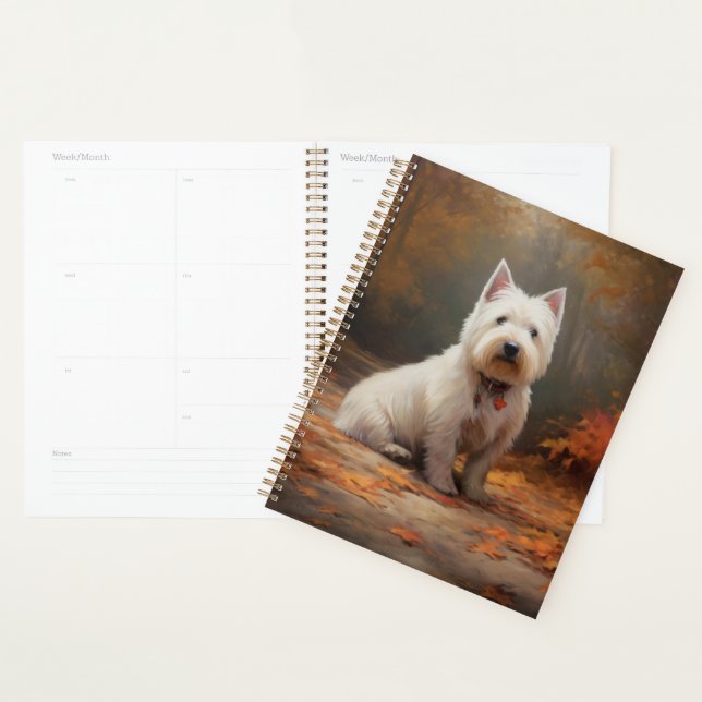 Agenda West Highland White Terrier no outono deixa cair (Exibição)